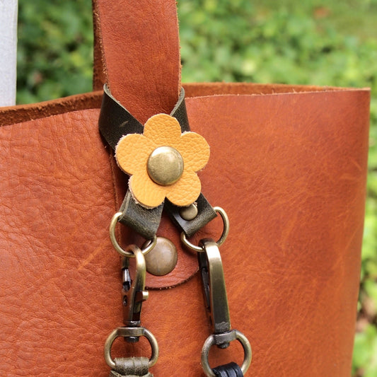 Double Leather Snap Purse Charm Holder snap around your bag  attachment for charms & tassels bird butterfly heart Star Bee Flower