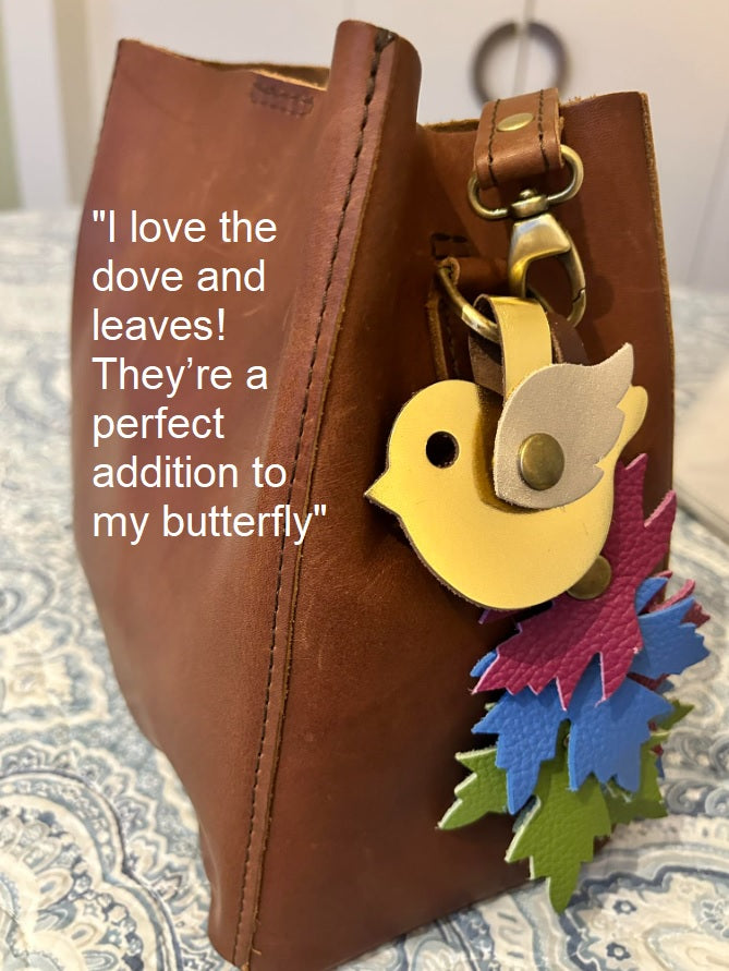 Bird Metallic Leather Dove  Peace Purse Bag Charm tassel bling Snap Close Christmas Gold Holiday