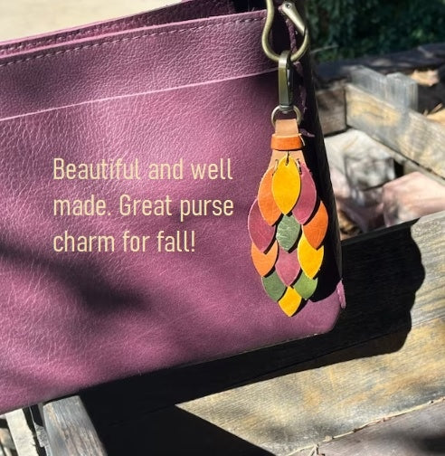 Beautiful Merlot and Olive  Waterfall Leather Purse Charm Tassel Handmade  Bag Charm Purse Swag (Copy)